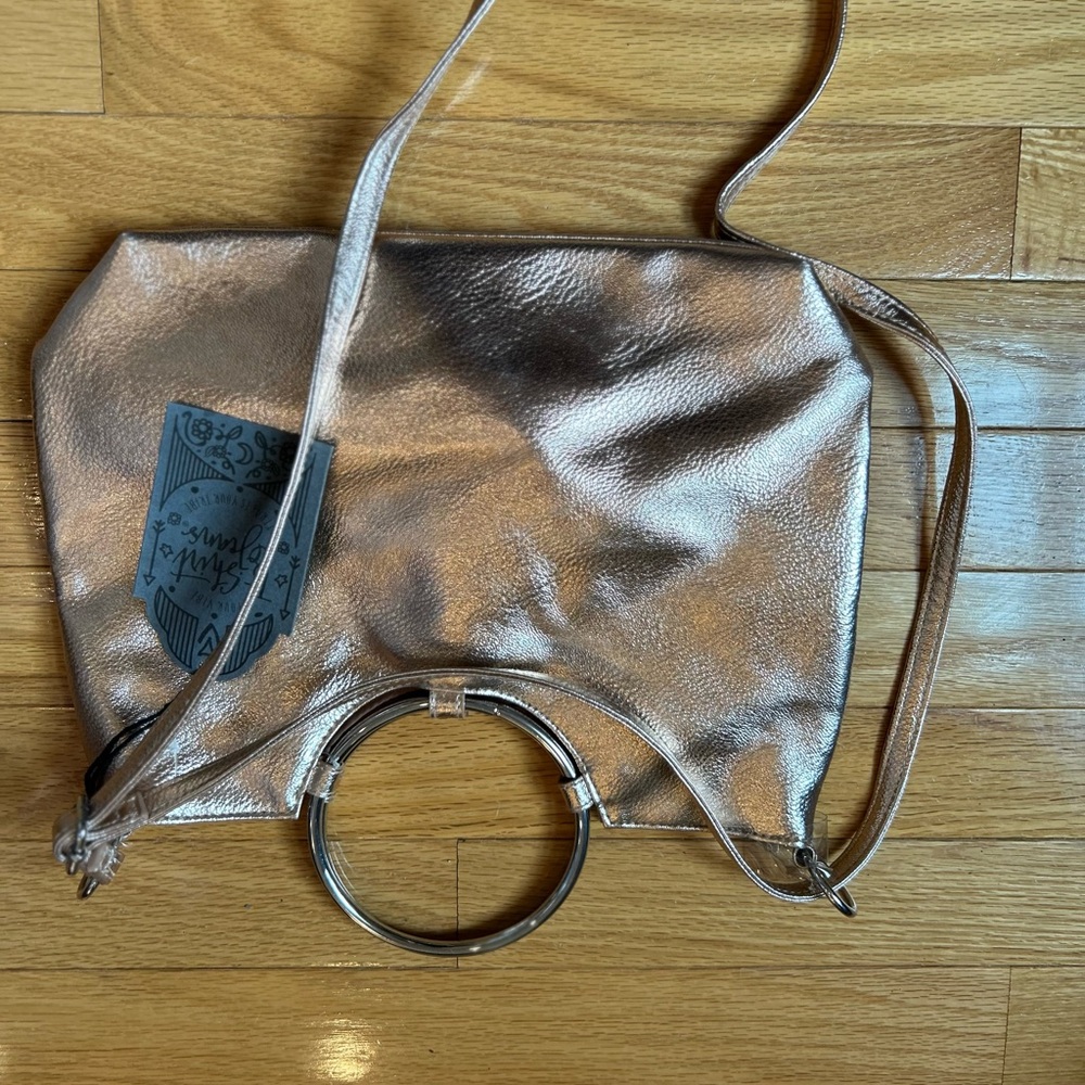 Silver Slouchy Shoulder Bag with Circular Ring Detail